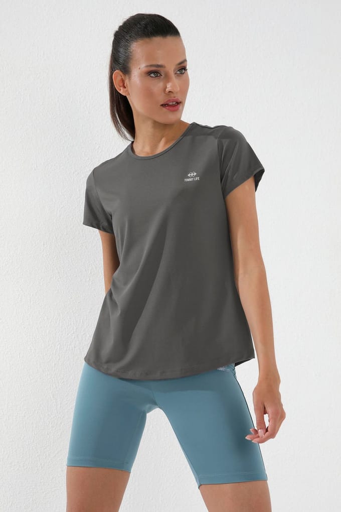 Dames Effen Korte Mouwen Rondhals T-Shirt