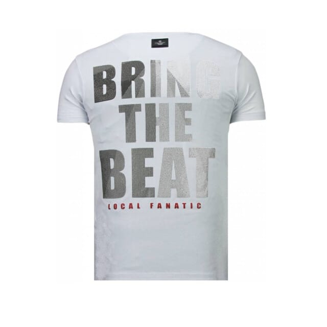 Local Fanatic Skull bring the beat rhinestone t-shirt