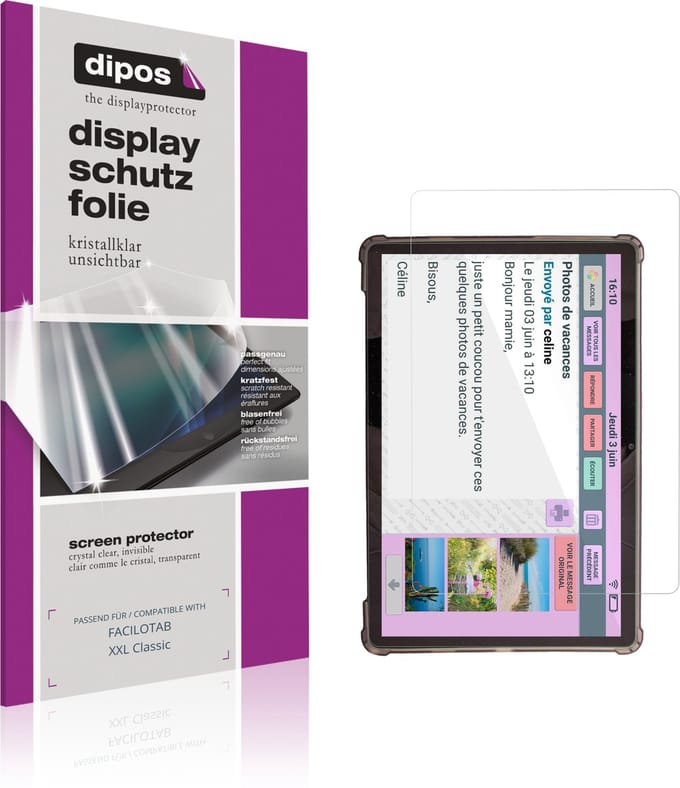 dipos – 2x Beschermfolie geschikt voor FACILOTAB XXL Classic | Krasbestendige & heldere Screenprotector Ultra-Thin