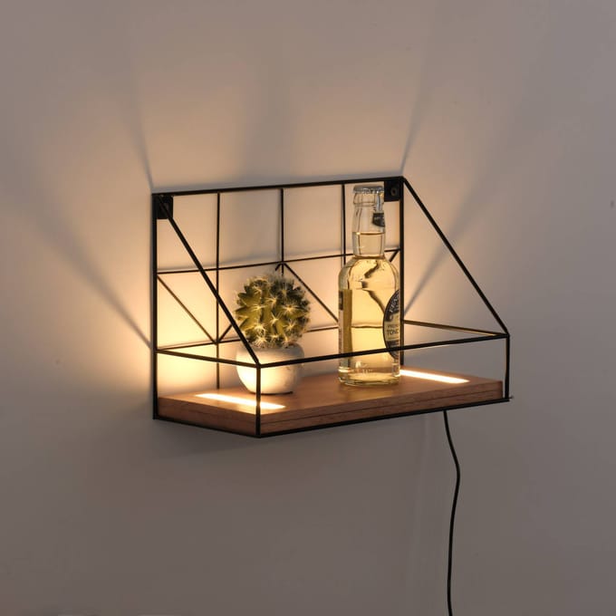 JUST LIGHT. GmbH LED wandlamp Board met houten plank, 30x15cm