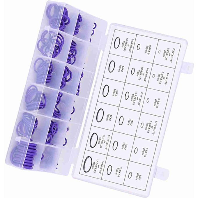 270 pièces Assortiment Joints toriques de compresseur de climatisation de voiture Joints Rondelles Caoutchouc Purple white