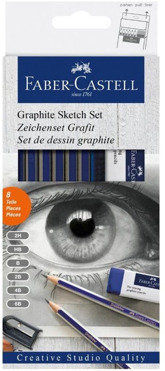 Dailygoods - Grafiet Schetsset met 8 Stuks en Puntenslijper
