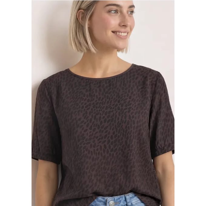 Shirt met ronde hals en gemengde textuur