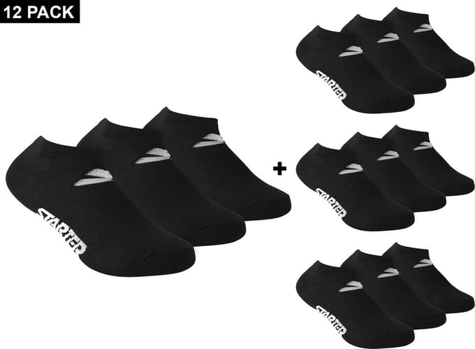Starter - 12-Pack Sneaker Socks - Enkelsokken 12-Pack - 39 - 42 - Zwart