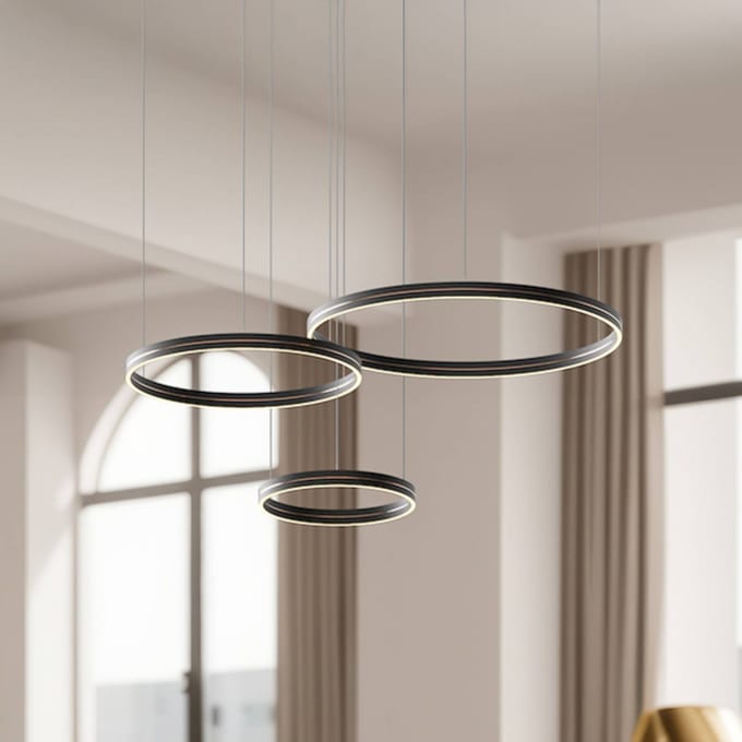 Milagro Lighting LED hanglamp Gravity, 3-lamps, metaal, zwart, 4.000 K