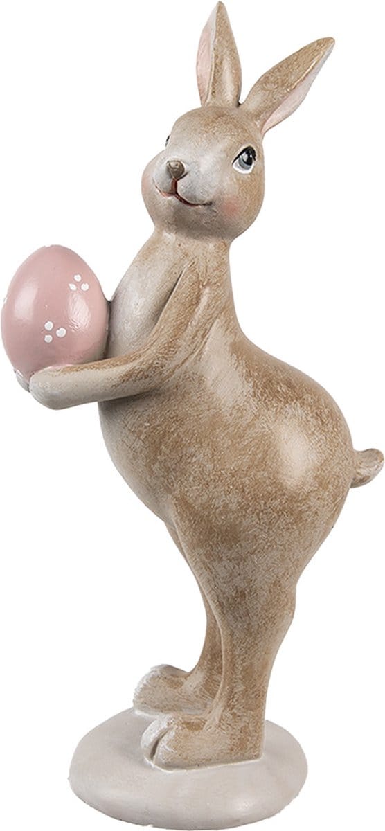 Clayre & Eef Decoratie Beeld Konijn 18 cm Beige Kunststof