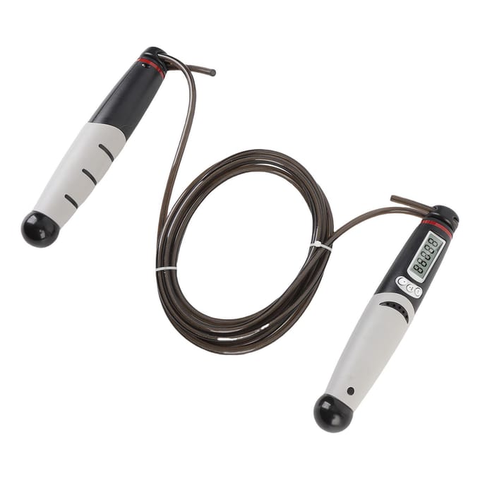Slim Springtouw met Teller 1 Minuut Timer Oefen Springtouw voor Mannen Vrouwen Springtouw voor gray