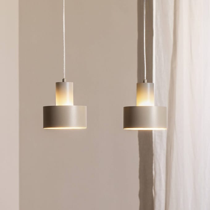 SIGMA Hanglamp Rif 2, taupe 2-lamps, lineair, staal
