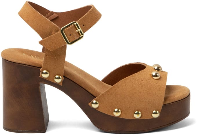 Lazamani - Luisa Dames Clogs Suede Cuoio - Maat 39