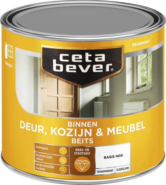 Cetabever - Binnenbeits Deur, Kozijn & Meubel Transparant Zijdeglans - Palisander 048 - Mengverf - 500 Ml