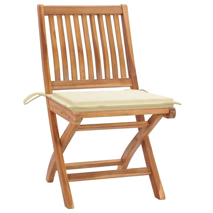 vidaXL - Opklapbare - stoelen - met - kussens, - 4 - stuks, - massief - teakhout