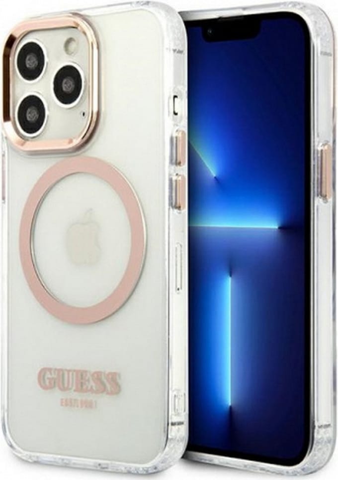 Guess Translucent Back Case (MagSafe Compatible) - Geschikt voor Apple iPhone 13 Pro Max (6.7") - Goud