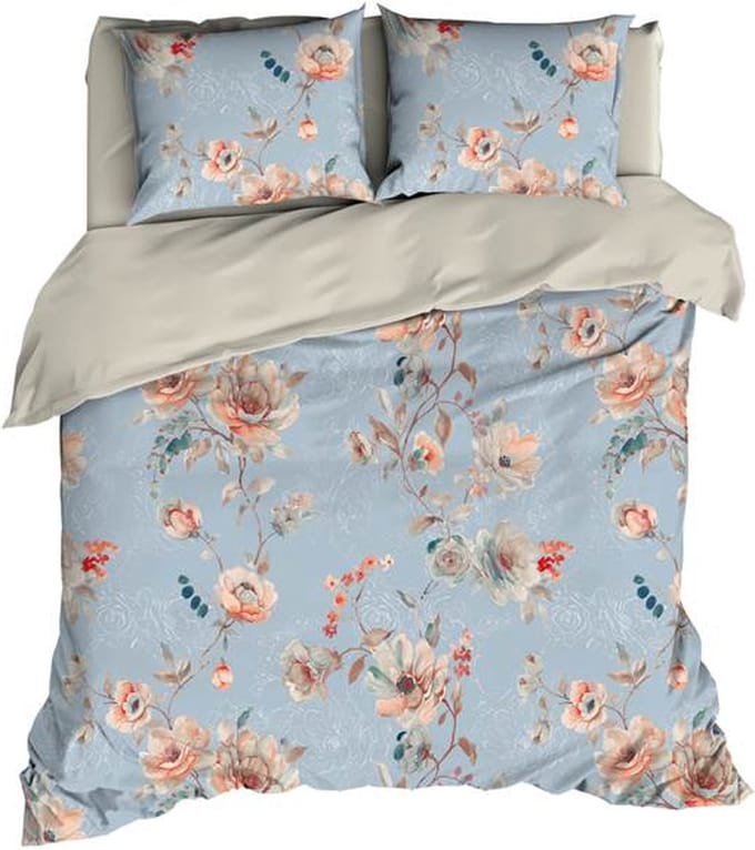 Satin d'Or Charlotte Dekbedovertrek - Lits-jumeaux - 240x200/220 cm - Blue