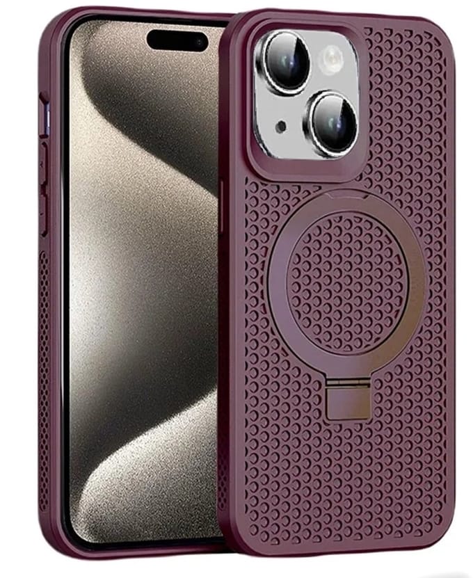 Cityhoesje - iPhone 15 Plus-14 Plus - Magnetic - Ring Holder Kickstand - Protective – Backcase - Rood