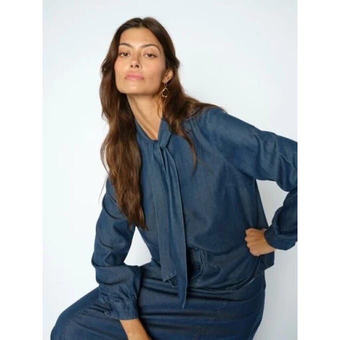 relaxed fit overhemdblouse van lyocellmix model 'Paloma'
