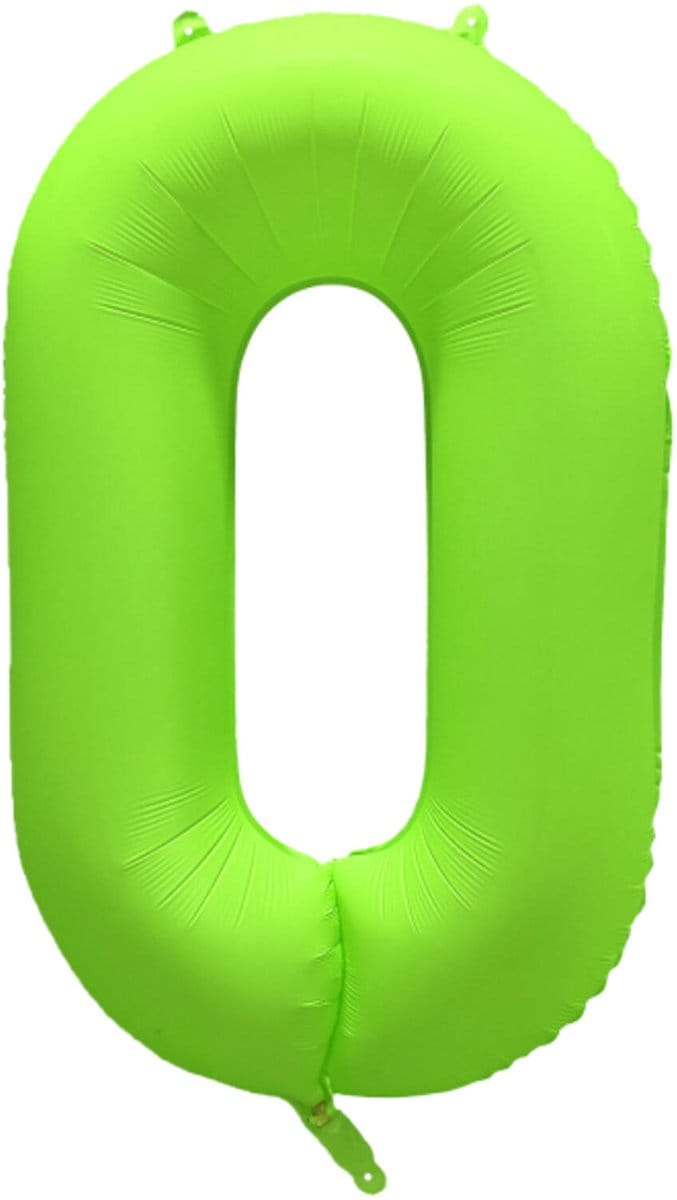 Riethmüller - Folieballon cijfer 0 - neon groen - 86 cm