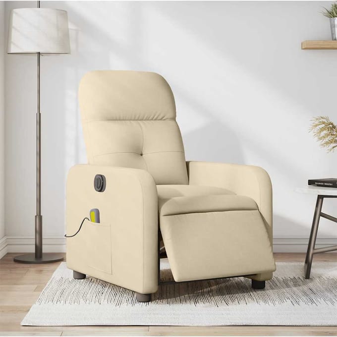 vidaXL - Massagestoel - elektrisch - verstelbaar - stof - crèmekleurig