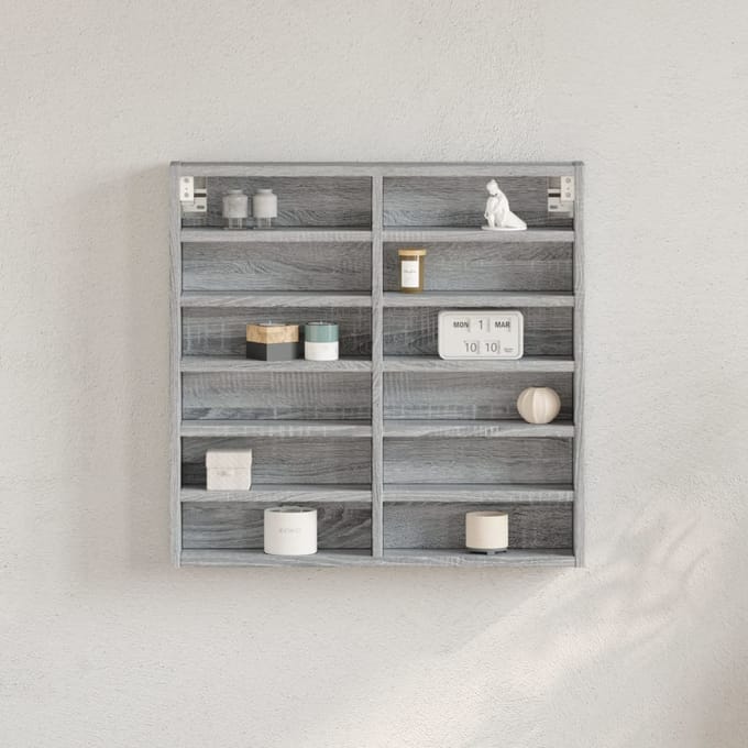 vidaXL - Vitrinekast - 60x8,5x58 - cm - bewerkt - hout - grijs - sonoma - eikenkleur