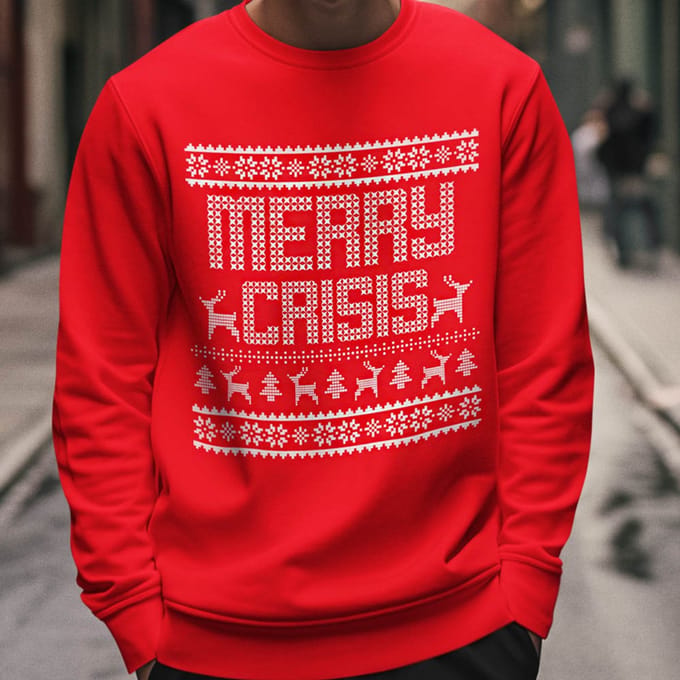 Foute Kerst Trui Rood Merry Crisis XS
