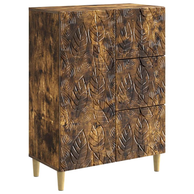 vidaXL - Dressoir - Gerookt - eiken - 66 - x - 34,5 - x - 90 - cm - Bewerkt - hout