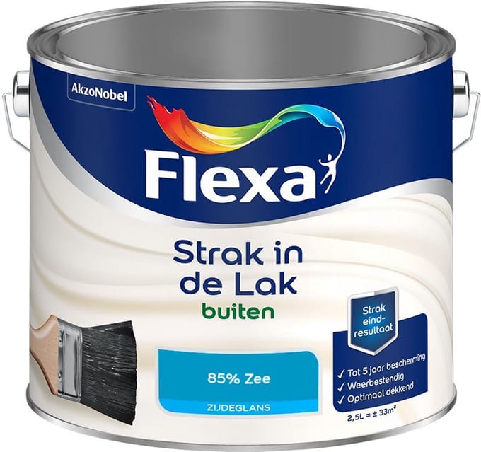Flexa - Strak In De Lak Buitenlak Zijdeglans - 85% Zee - Mengverf - 2,5 L
