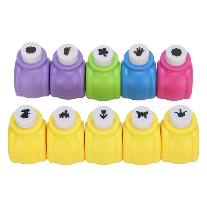 10 stuks Gatponsen Verschillende Patronen Eenvoudige Bediening Draagbare Pons Knutselset voor DIY Knutselen Kaarten gray