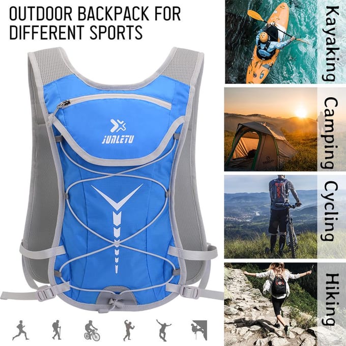Sac d'hydratation pour poche à eau 2L Grande capacité Résistant à l'usure Respirant Léger Randonnée Course Black one black