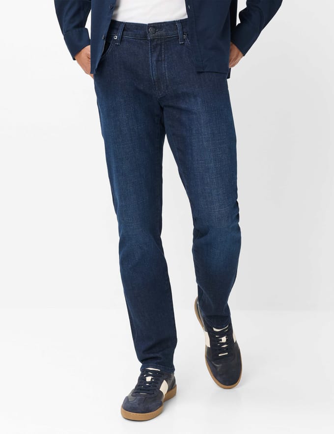 Brax Heren Jeans  Style CHUCK DARK BLUE USED, denim donkerblauw, maat 32/32