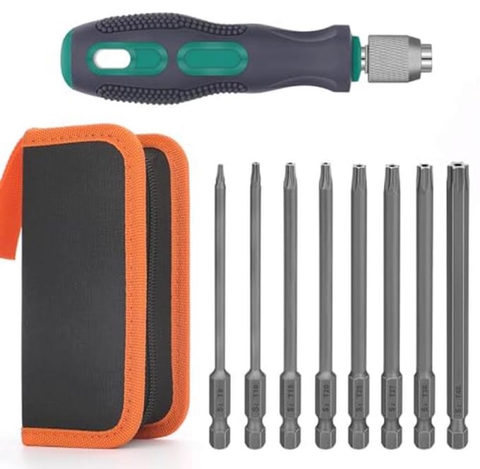 8-delige Torx Schroevendraaien Set met Magnetische Bits voor Diepe Bevestigingsschroeven