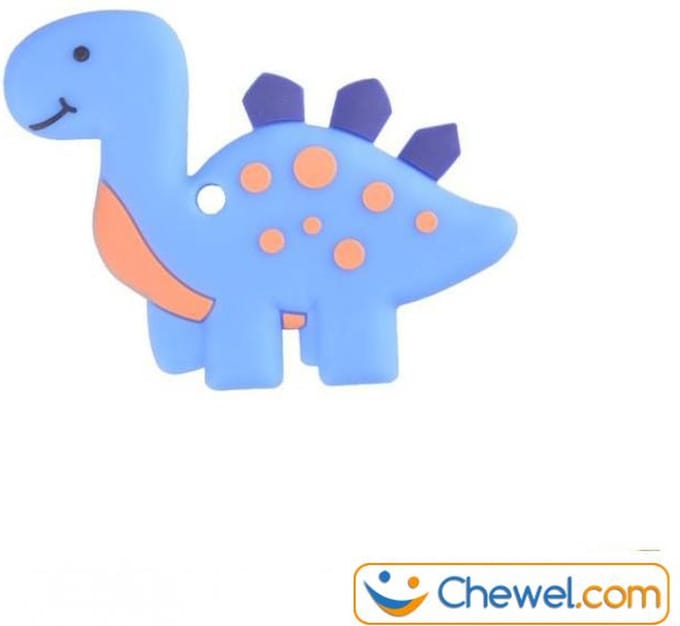 Bijtketting Dinosaurus | blauw met oranje | Chewel ®