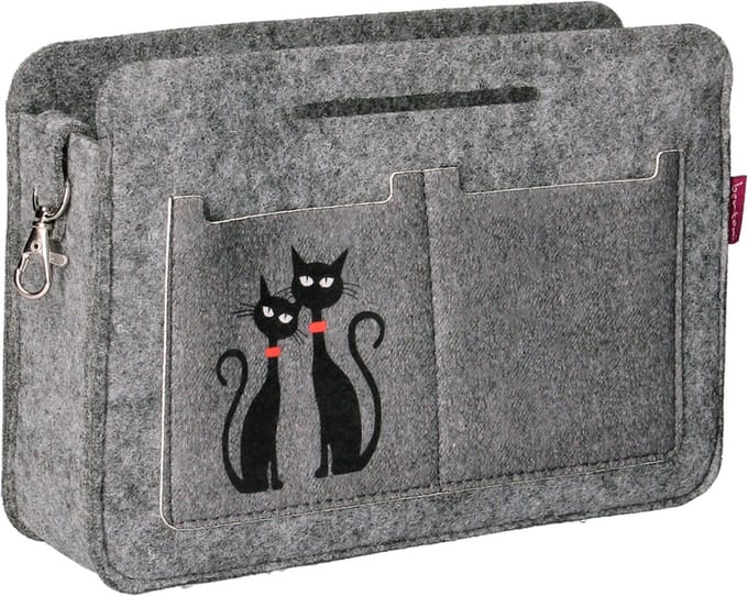 Bertoni - Premium Handtas Organisator Handtas | Vilt Zwarte Katten