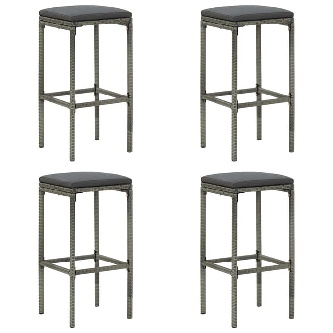 vidaXL - 5-delige - Tuinbarset - met - kussens - poly - rattan - grijs