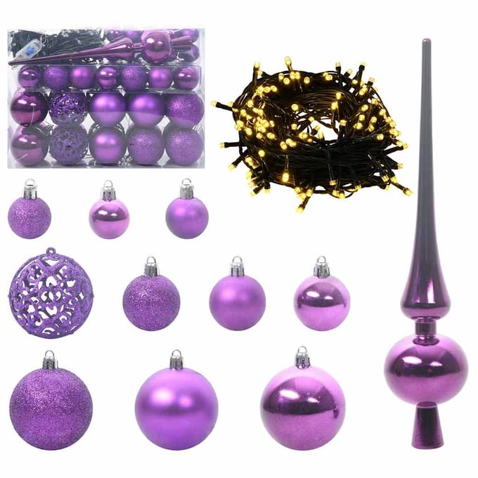 vidaXL Kerstbal Set 61 st 150 LED's Warmwit Ø 6 cm
