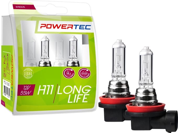 Powertec H11 12V 55W Halogeenlampen – Long Life – Set van 2