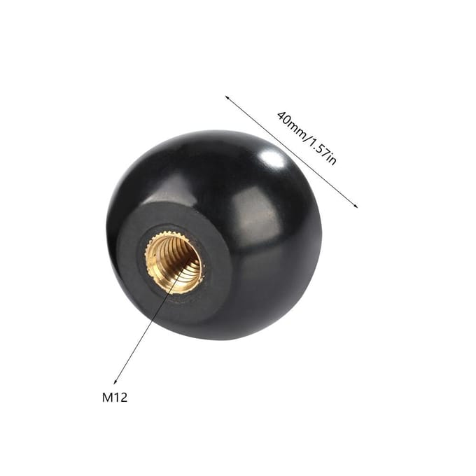 5 stuks Zwarte Bakeliet Kogelhendelknop Koperen Inzetstuk M12*40 Machinegereedschap Vervanging black