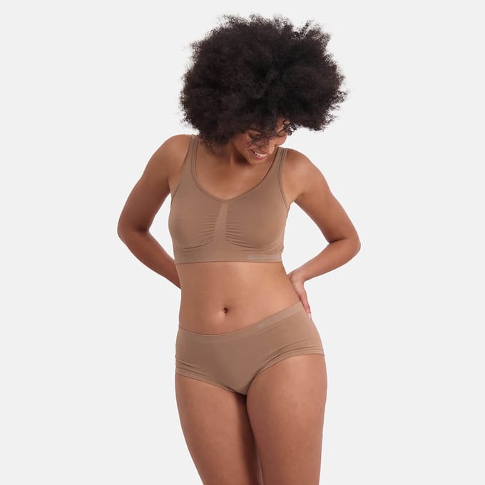 Bamboo Basics Tan Naadloze Hipster Sophie - 2-pack - Maat S - Bamboe Ondergoed Dames - Naadloos Ondergoed Dames