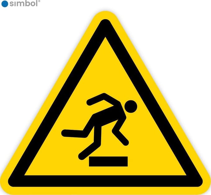 Simbol - Stickers Struikelgevaar - Vallen (W007) - Duurzame Kwaliteit - Formaat ▲ 20 x 20 x 20 cm.
