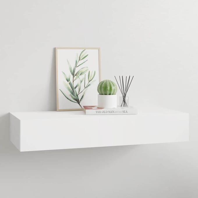 vidaXL - Wandschap - met - lade - 60x23,5x10 - cm - MDF - wit