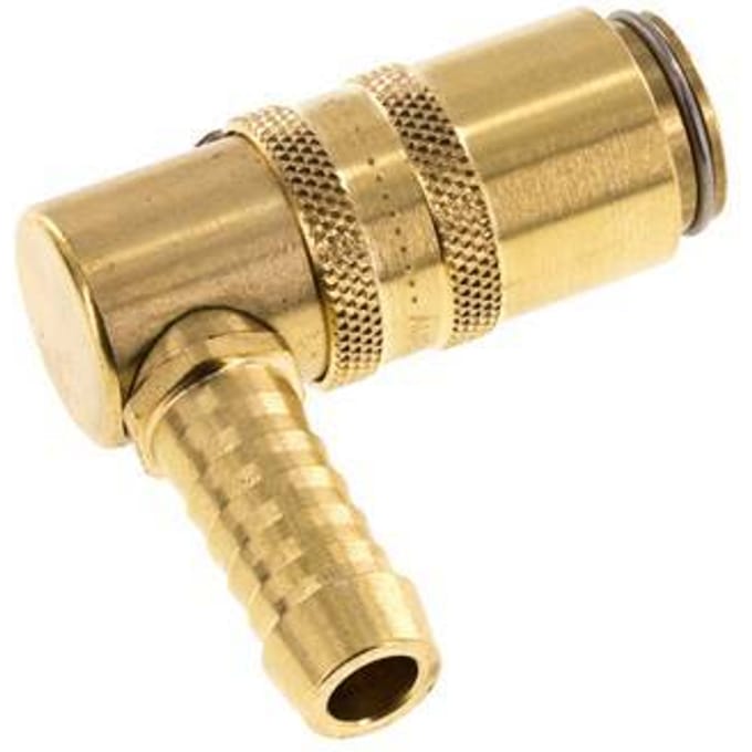 Messing DN 6 Tempereerkoppeling Snelkoppeling 9 mm Slangpilaar Loskoppelbeveiliging Dubbele afsluiting 90-deg