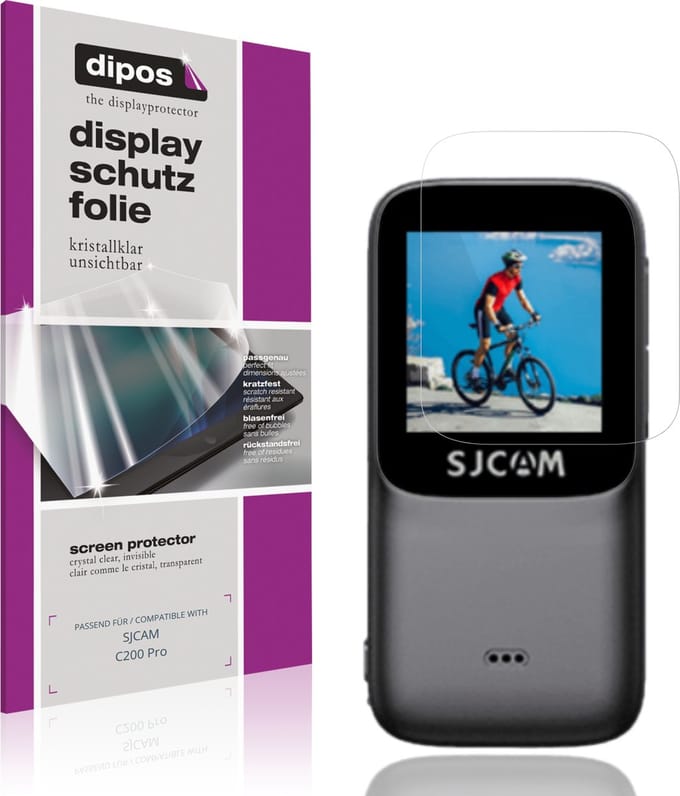 dipos – 4x Beschermfolie geschikt voor SJCAM C200 Pro | Krasbestendige & heldere Screenprotector Ultra-Thin