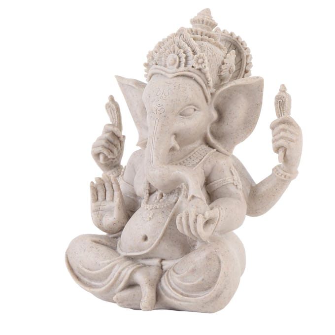 Ganesha Olifantenbeeld Olifant Heer Sculptuur Hindoe Olifantenbeeld Hars voor Huis Kamer gray