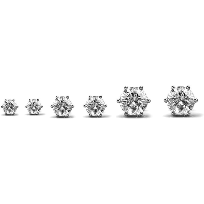 Solitaire oorbellen S, M, L - Zilver en kristal