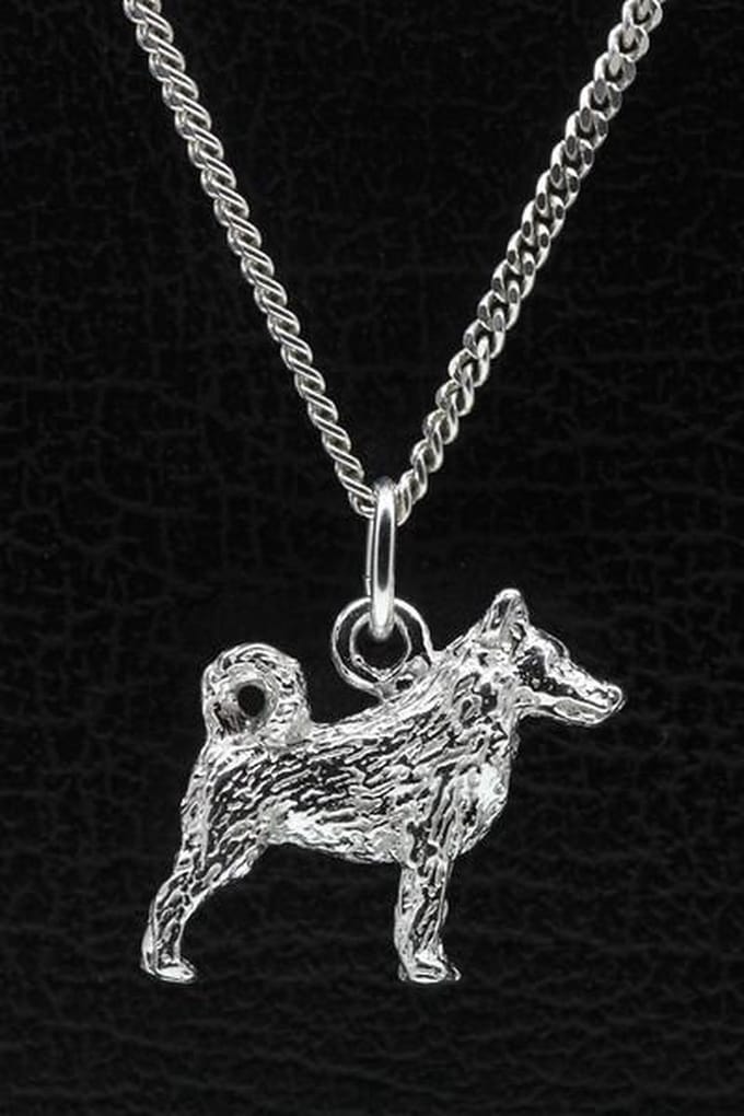 Zilveren Schipperke met staart ketting hanger - groot