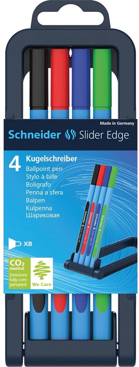 Schneider balpen Slider Edge, extra breed, geassorteerde kleuren, opstelbare doos van 4 stuks 20 stuks