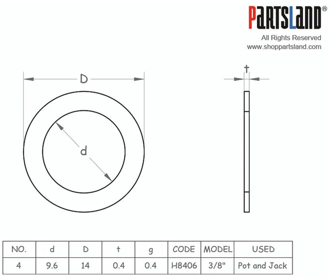WSC Partsland Ring Washer 3/8" Nickel - Gitaaronderdeel