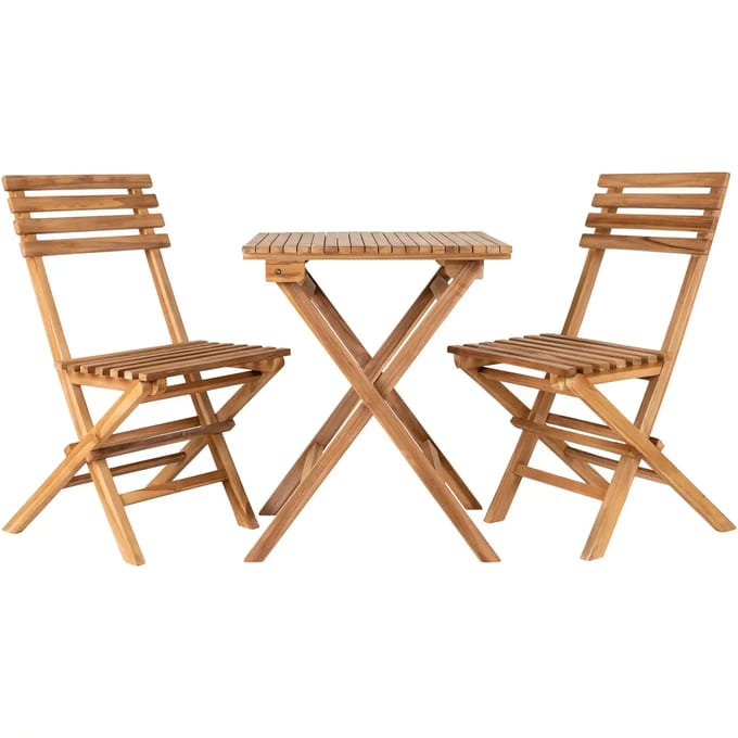 Cuenca café ingesteld set met tafel en 2 stoelen buitenshuis teak.