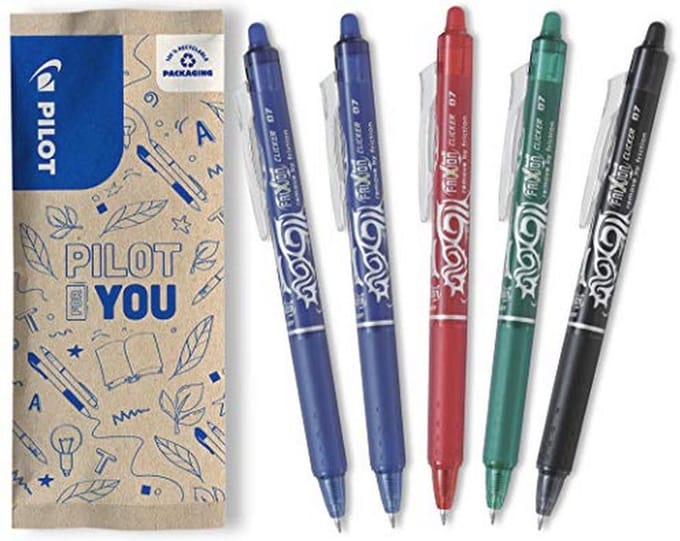 Uitwisbare Rollerpen Set van 5 - Blauw, Rood, Groen, Zwart