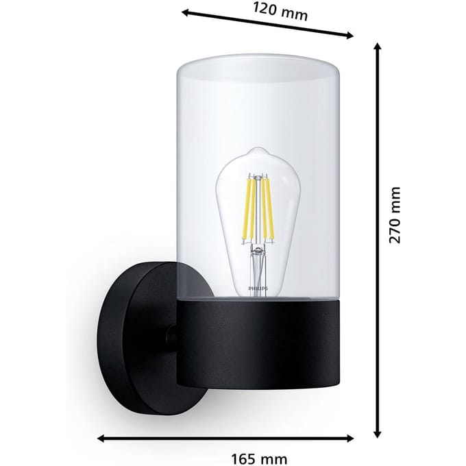 Philips Buitenwandlamp Flareon - Zwart - E27