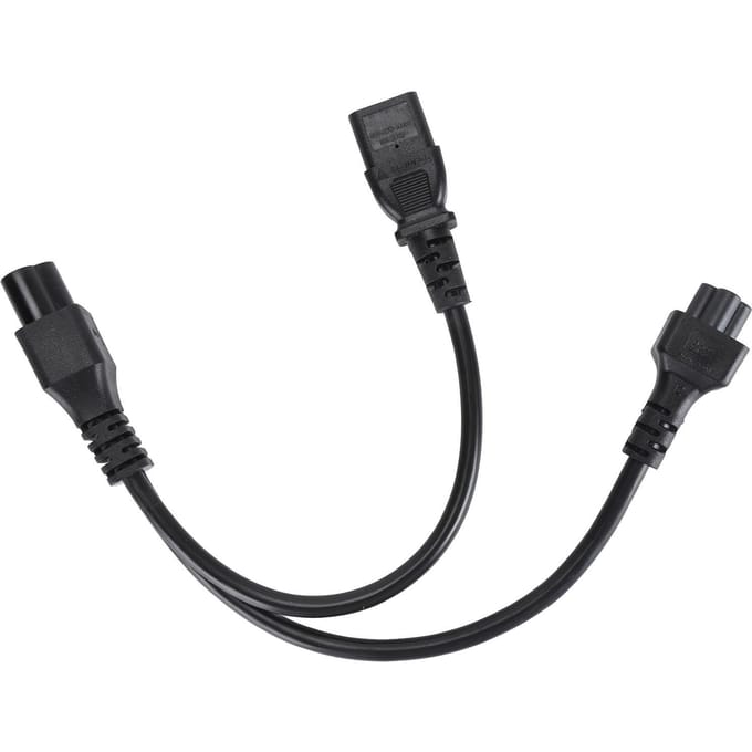 Câble adaptateur répartiteur IEC 320 C6 mâle vers C5+C13 femelle, cordon d'alimentation en Y pour ordinateurs portables et bureaux black