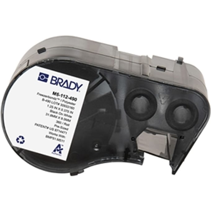 Brady M5-112-490 polyester labels zwart op wit | 31,75 mm x 9,53 mm (origineel)